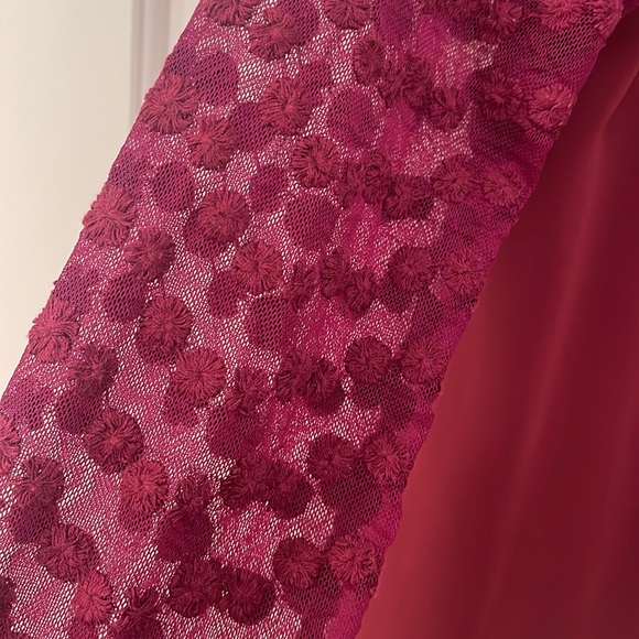 ADRIANNa PAPELL Blouse/Burgundy/Lace long Sleeve/scoop Neck/Pull over - Picture 5 of 10